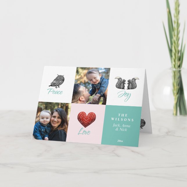 Modern Cute Scandinavian Photo Christmas Holiday Card (Front)