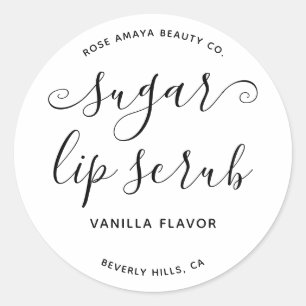 Modern Cute Script Calligraphy Sugar Lip Scrub Classic Round Sticker