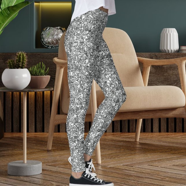 Modern Cute Silver Sparkle Glitter Texture Pattern Leggings (Creator Uploaded)