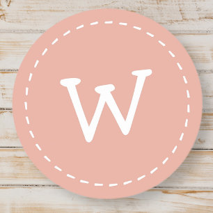 Modern Cute Simple Stitch Custom Monogram Classic Round Sticker