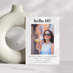 Modern Cute Simple White 40th Birthday Party Photo Invitation<br><div class="desc">Modern Cute Simple White Background 40th Birthday Party Photo Invitation</div>