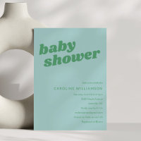 Modern Cute Soft Blue Green Retro Baby Shower 