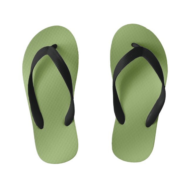 Modern cute Solid Green gradient Wave pattern Kid's Jandals (Footbed)