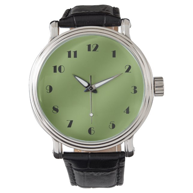 Modern cute Solid Green gradient Wave pattern Watch (Front)
