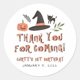 Modern Cute Spooktacular First Birthday Halloween Classic Round Sticker