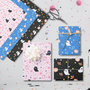 Modern Cute Spooky Ghost Halloween Wrapping Paper Sheet