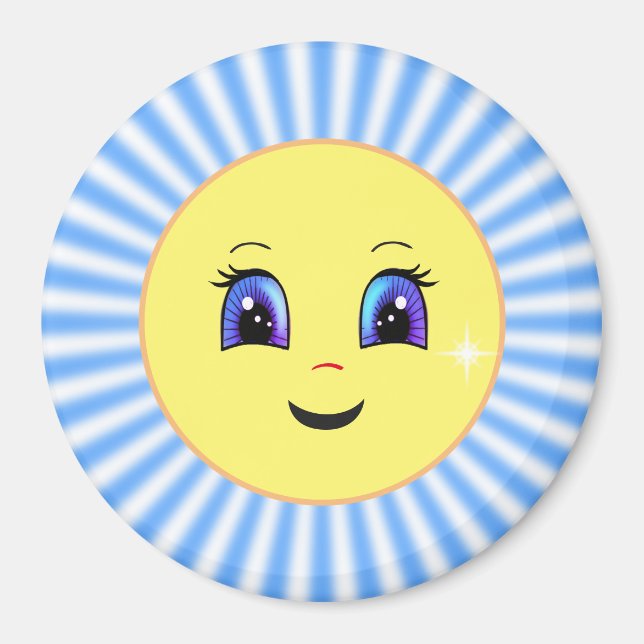 Modern Cute Sun Face Magnet (Front)
