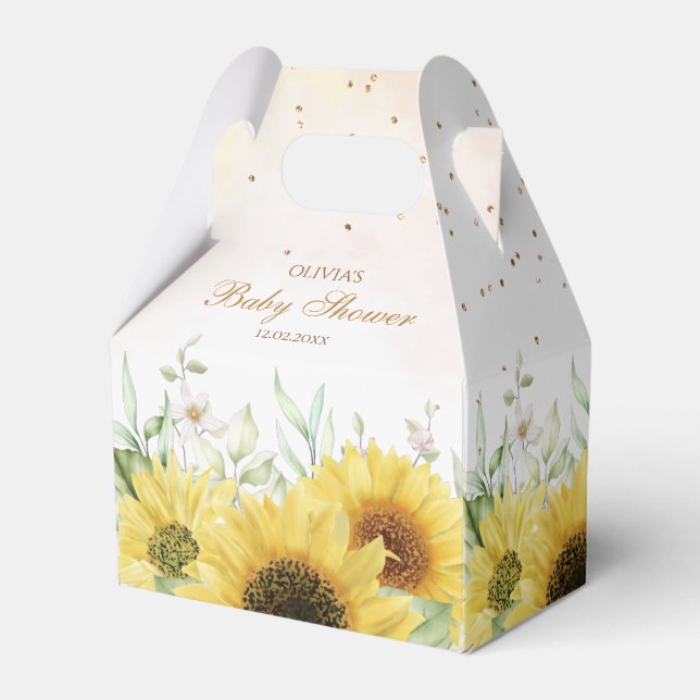 Modern Cute Sunflower Floral Baby Shower Thank You Favour Box (Front Side)