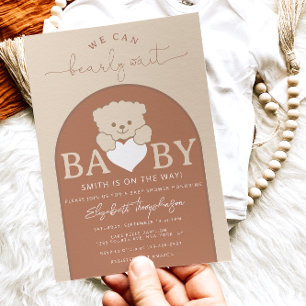 Modern Cute Teddy Bear Neutral Baby Shower Invitation