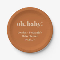 Modern Cute Terracotta Baby Shower Custom Name