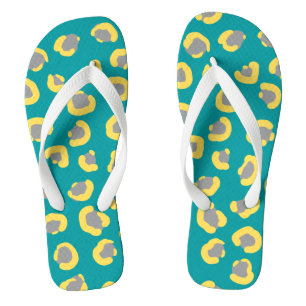 Modern cute tiger animals cheetah leopard blue jandals