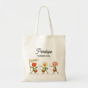 Modern Cute Trendy Wedding Custom Flower Girl Tote Bag