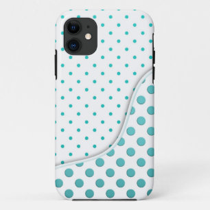 Modern Cute Turquoise and White Polka Dot Design Case-Mate iPhone Case