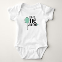 Modern Cute Turquoise Ballon Onederful Birthday