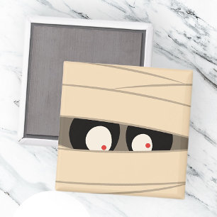 Modern Cute Typography Mummy Monster Halloween Magnet