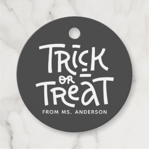 Modern Cute Typography Trick Or Treat Halloween Favour Tags