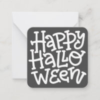 Modern Cute Typography White Skull Happy Halloween