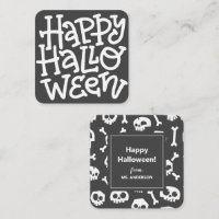 Modern Cute Typography White Skull Happy Halloween