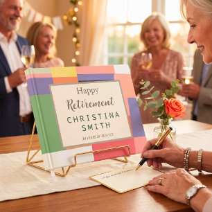 Modern Cute Vivid Colour Blocks Retirement Party Guest Book
