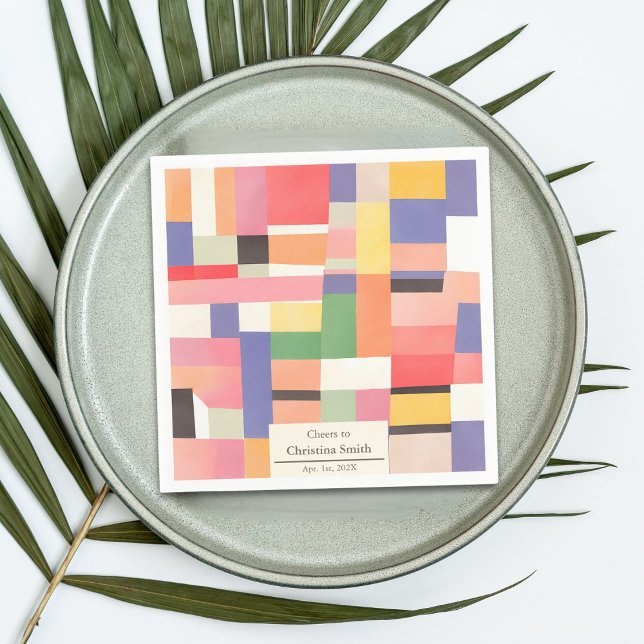 Modern Cute Vivid Colour Blocks Retirement Party Napkin (Modern Cute Vivid Color Blocks Retirement Party Napkins)