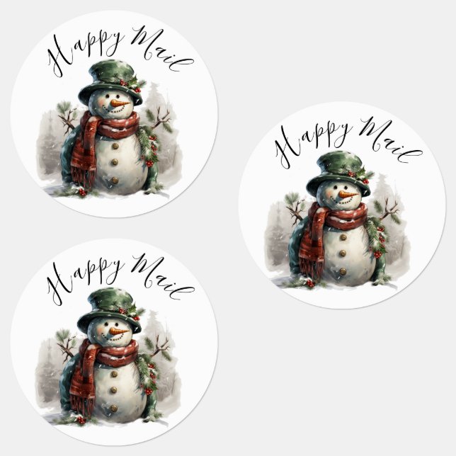  Modern Cute Watercolor Christmas Snow man Wishes (Group)