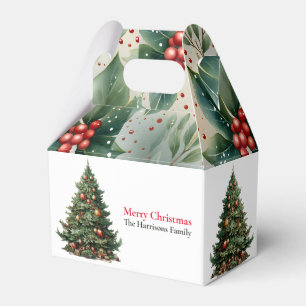 Modern Cute Watercolor Christmas Tree Wishes Favour Box
