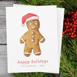 Modern Cute Watercolor Gingerbread Man Holiday Card<br><div class="desc">Design is composed of watercolor gingerbread man

Available here:
http://www.zazzle.com/store/selectpartysupplies</div>