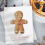 Modern Cute Watercolor Gingerbread Man Holiday Card<br><div class="desc">Design is composed of watercolor gingerbread man

Available here:
http://www.zazzle.com/store/selectpartysupplies</div>