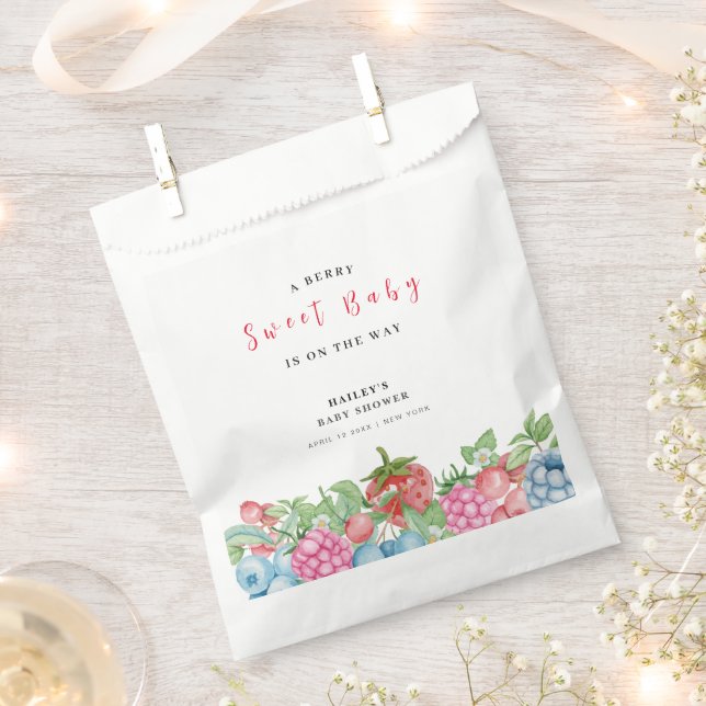 Modern Cute Wild Berry Sweet Baby Shower  Favour Bags (Clipped)