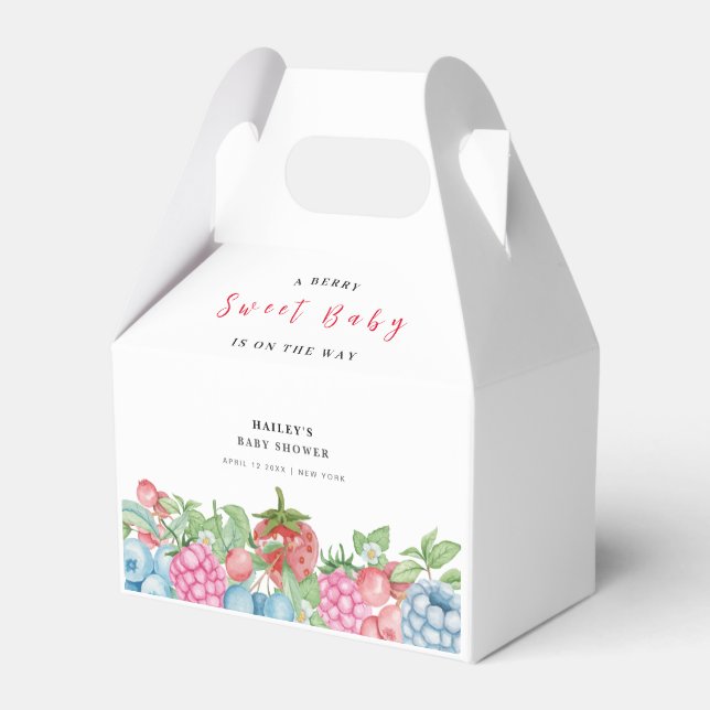 Modern Cute Wild Berry Sweet Baby Shower  Favour Box (Front Side)
