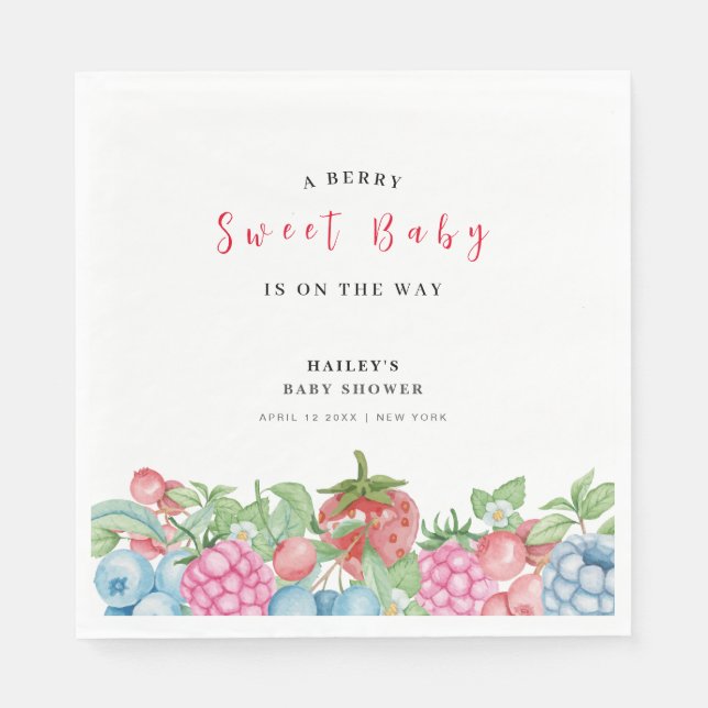 Modern Cute Wild Berry Sweet Baby Shower  Napkin (Front)