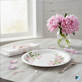 Modern Cute Wildflower Garden Greenery Baby Shower Paper Plate