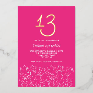 Modern Cute Wildflowers 13th Birthday