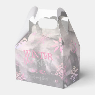 Modern Cute Winter ONEderland Pink First Birthday Favour Box