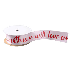 Modern Cute With Love Script Red & Pink Holiday Satin Ribbon