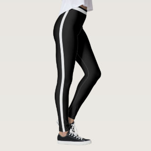Modern Cute Women Black Grey Stripes Athleisure Leggings