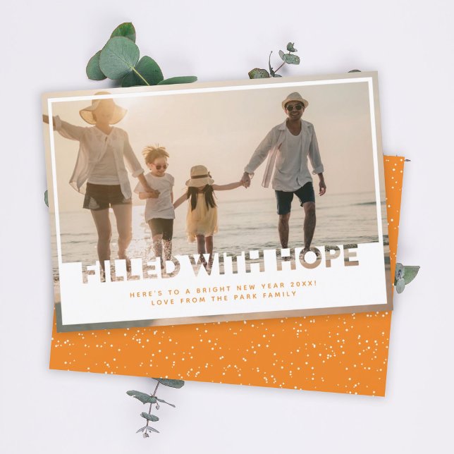 Modern Cutout | Filled with Hope Photo New Years H Holiday Card (Creator Uploaded)