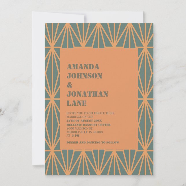 Modern Cutty Sark & Raw Sienna Pattern Wedding  Invitation (Front)