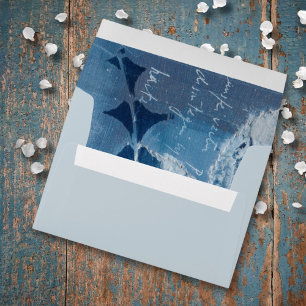 Modern Cyan Blue Botanical Wedding Envelope