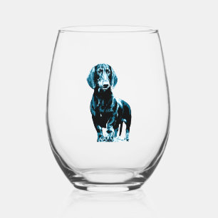 Modern dachshund design stemless wine glass