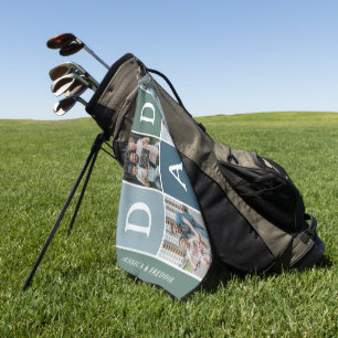 Modern 'DAD' 3 Photo Gift Golf Towel
