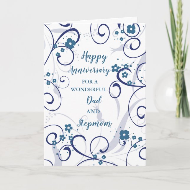 Modern Dad and Stepmom Wedding Anniversary Card (Front)