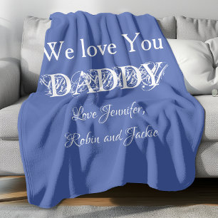 Modern Dad Custom Names Daddy Dada Father Simple Fleece Blanket
