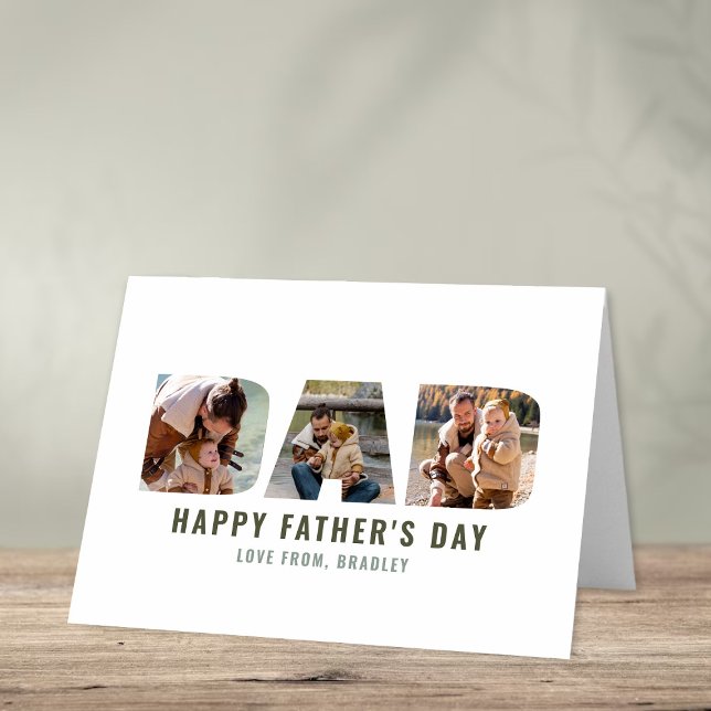 Modern "DAD" Cutout 4 Photo Father's Day Card (Creator Uploaded)