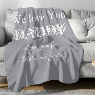 Modern Dad Daddy Father Custom Kids Names Cute Fleece Blanket