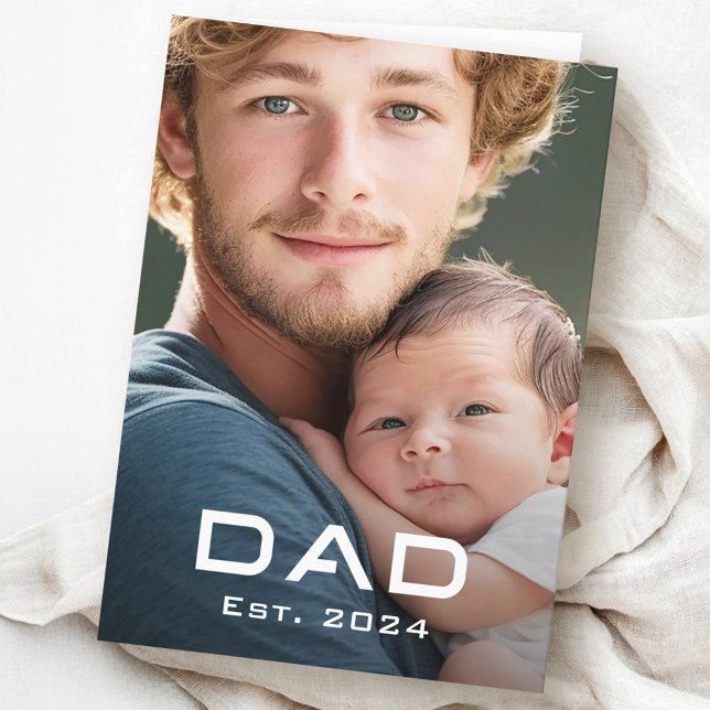 Modern dad est year father's day new baby photo holiday card (Modern dad est year father's day new baby photo holiday card)