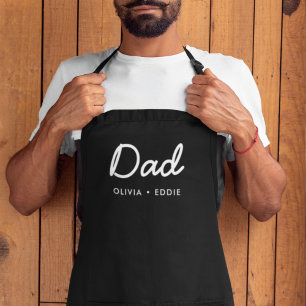 Modern Dad   Kids Names Father's Day Script Apron