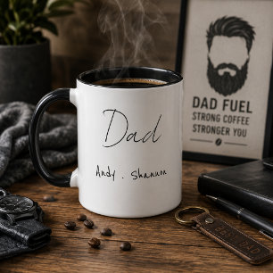 Modern Dad   Kids Names Father's Day Script Coffee Mug