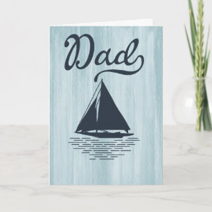 Modern Dad Nautical Ship Fathers Day Blue Card