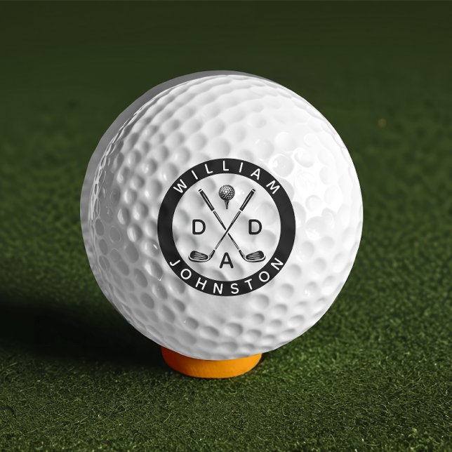 Modern Dad Personalised Name Golf Lover Clubs  Golf Balls (Creator Uploaded)